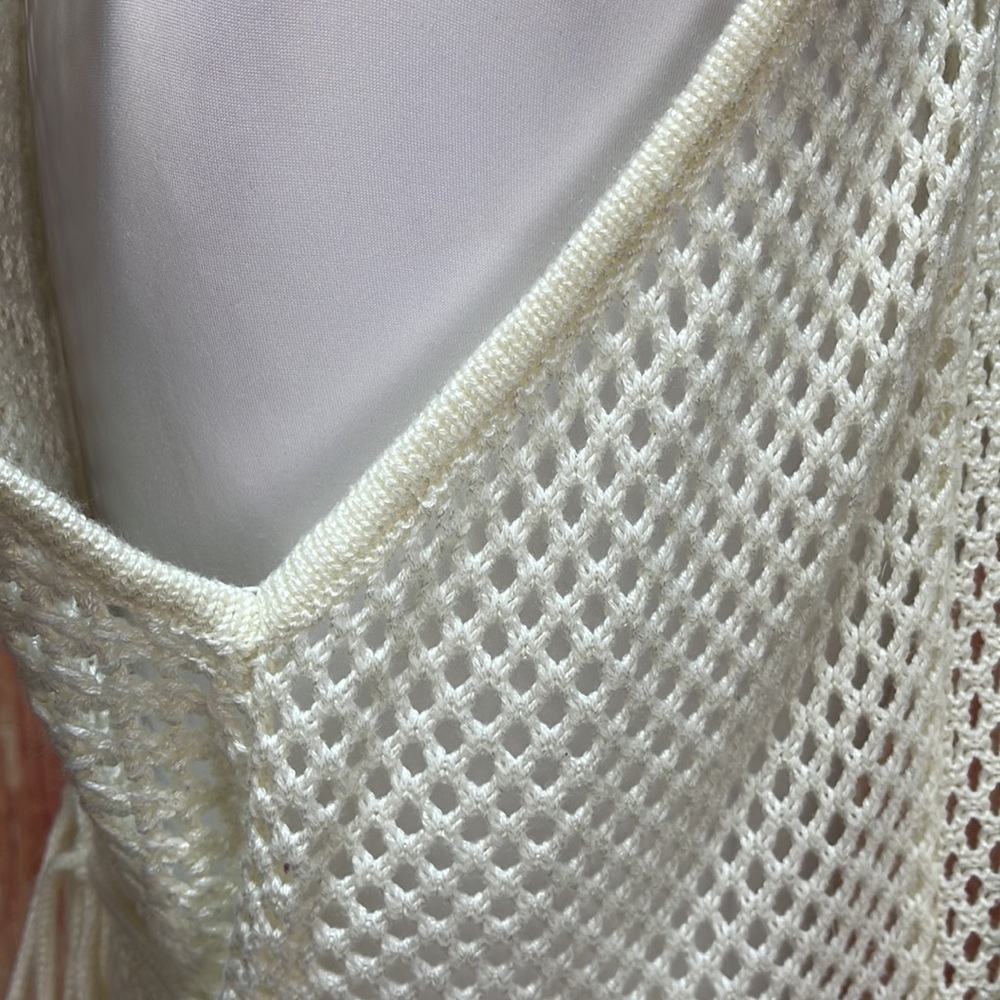 Deb off white crochet open front sleeveless cardigan sweater vest women’s size S - Picture 14 of 17
